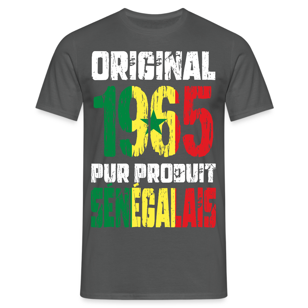 T-shirt Homme - Anniversaire 60 Ans - Original 1965 - Pur produit Sénégalais - charbon