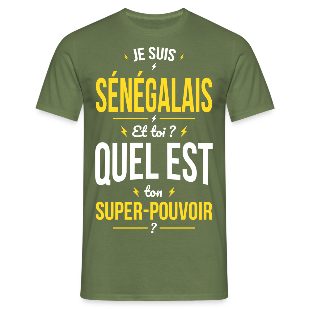 T-shirt Homme - Je suis Sénégalais - Super-pouvoir - vert militaire