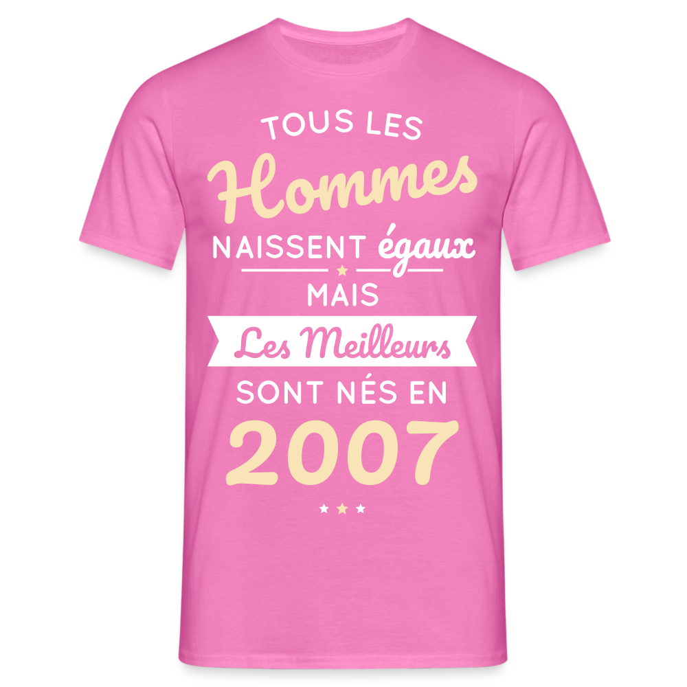 T-shirt Homme - Anniversaire 18 Ans - Les meilleurs sont nés en 2007 - rose