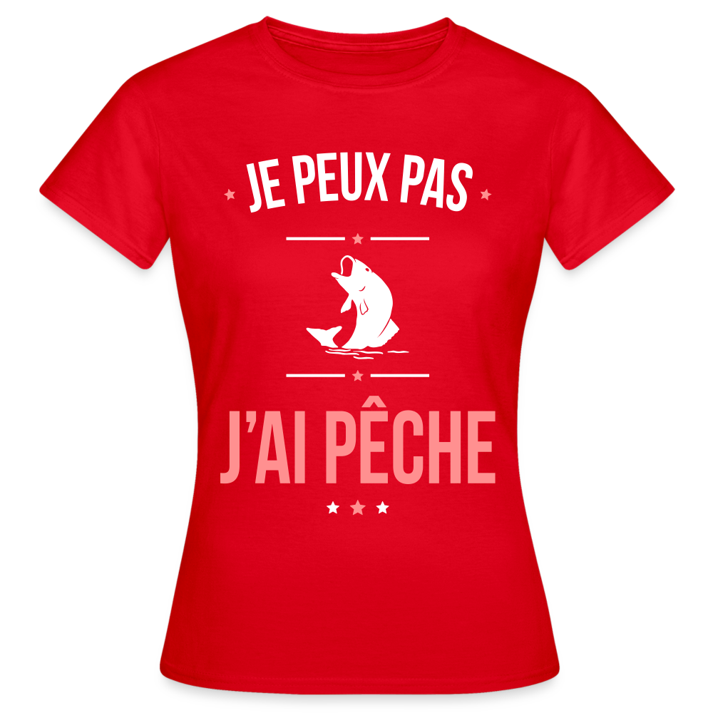 T-shirt Femme - Je peux pas j'ai Pêche - rouge