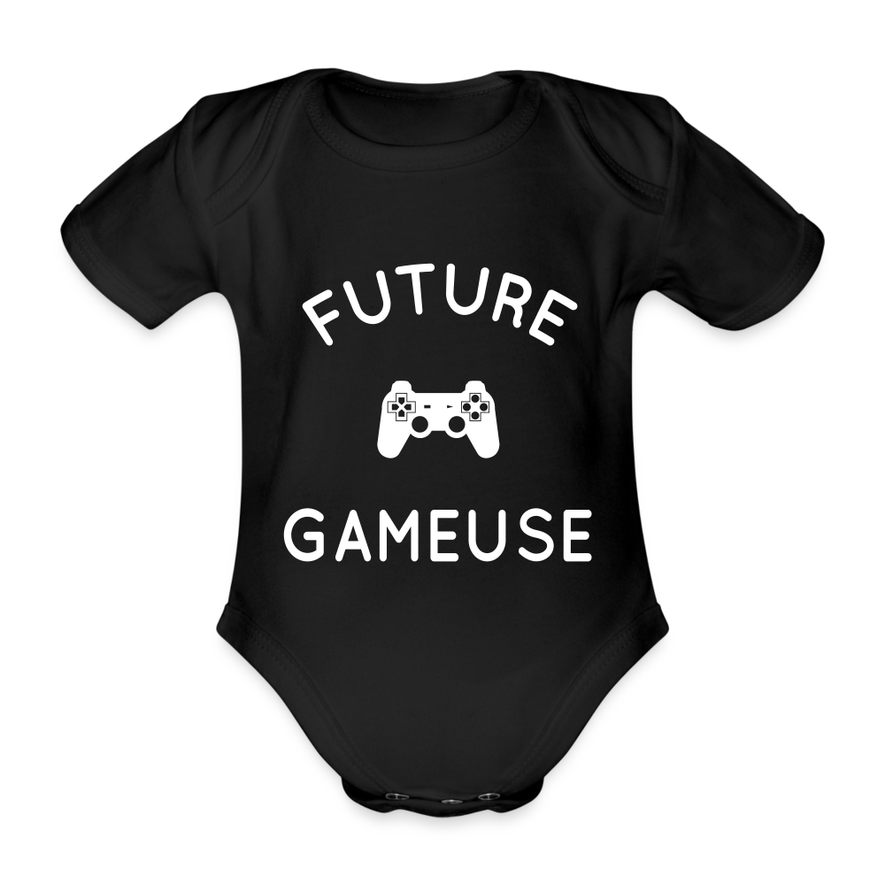 Body Bébé bio manches courtes - Future gameuse - noir