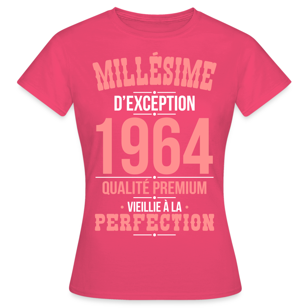 T-shirt Femme - Anniversaire 61 Ans - Millésime 1964 - rose azalée