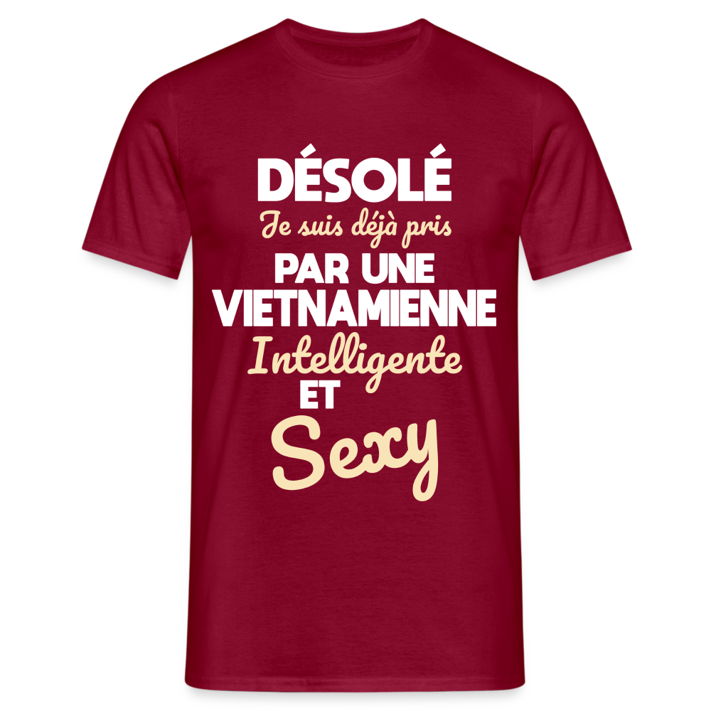 T-shirt Homme -  Je suis déjà pris par une Vietnamienne intelligente et sexy - rouge brique