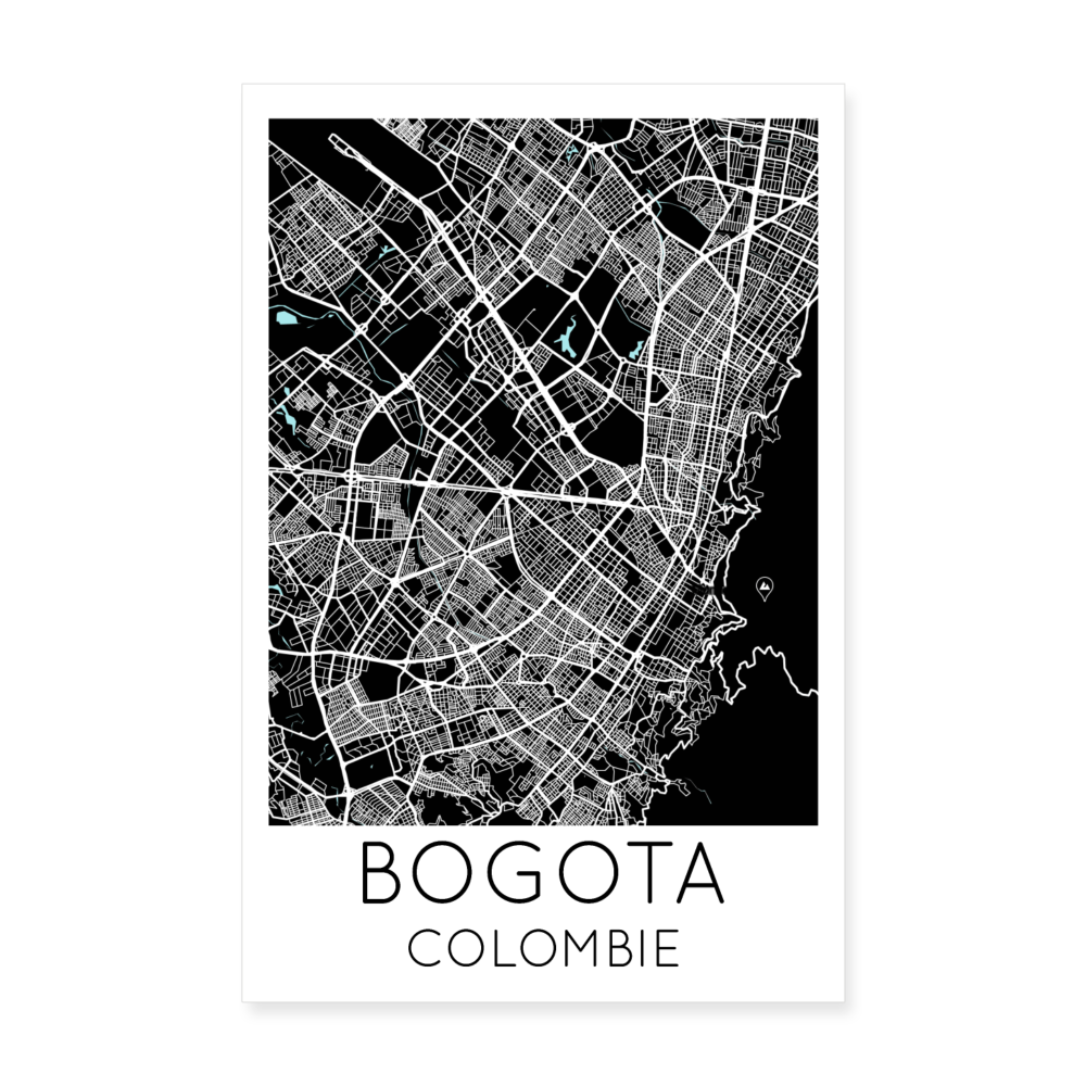 Poster Bogota - Plan Bogota - 20 x 30 cm - blanc