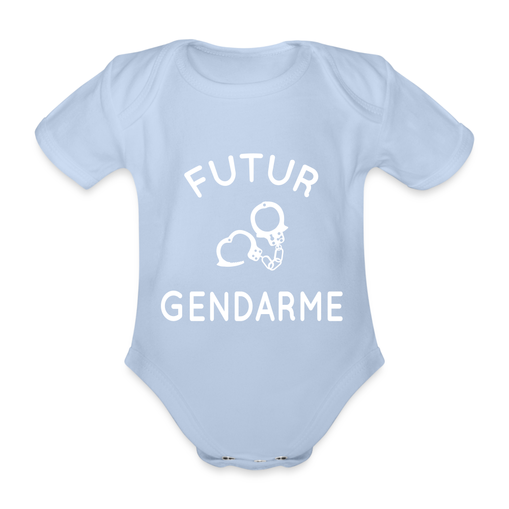 Body Bébé bio manches courtes - Futur gendarme - ciel