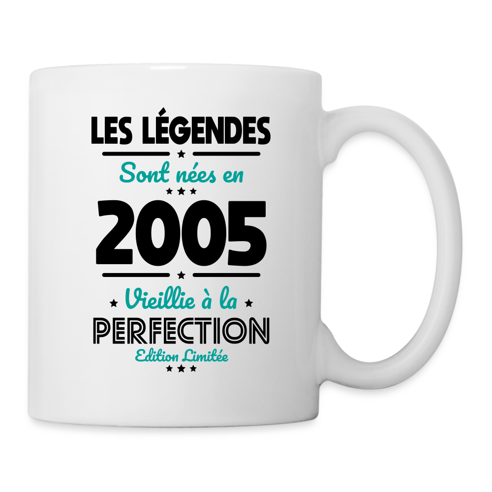 Mug blanc - Anniversaire 20 Ans - Les Légendes sont nées en 2005 - blanc