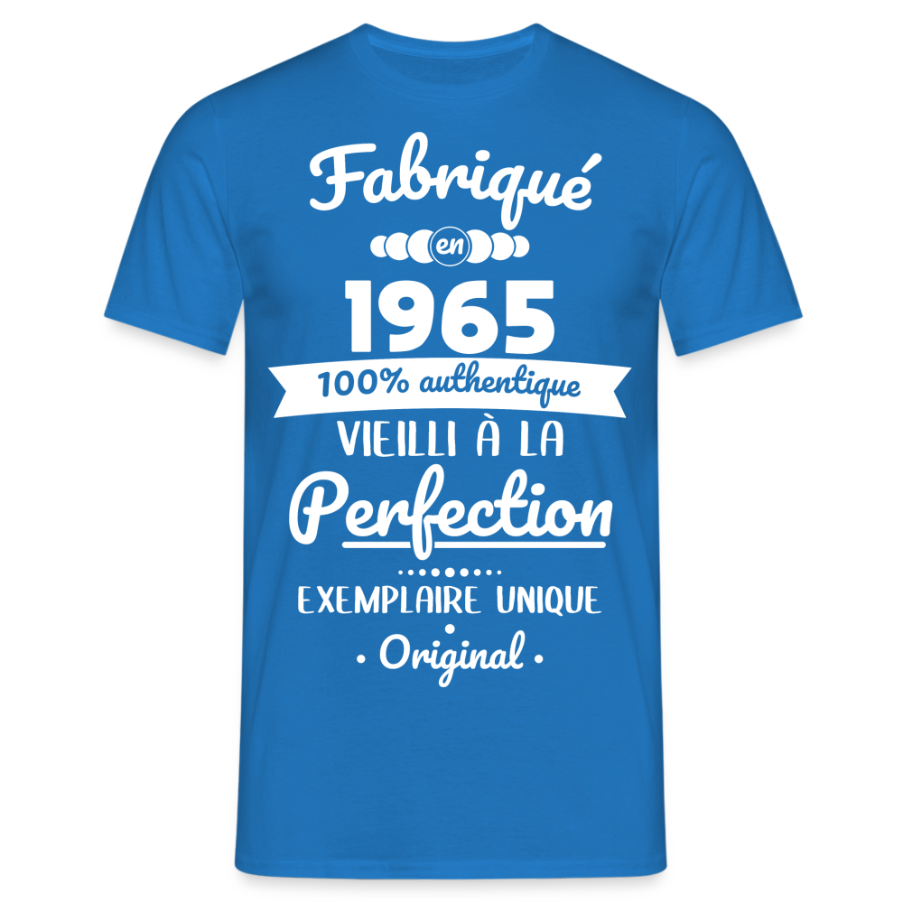 T-shirt Homme - Anniversaire 60 Ans - Fabriqué en 1965 - bleu royal