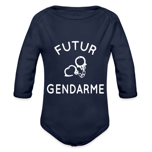 Body Bébé bio manches longues - Futur gendarme - marine foncé