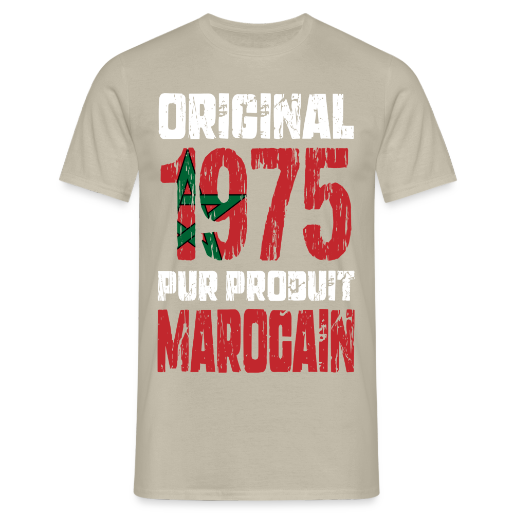 T-shirt Homme - Anniversaire 50 Ans - Original 1975 - Pur produit Marocain - beige sable