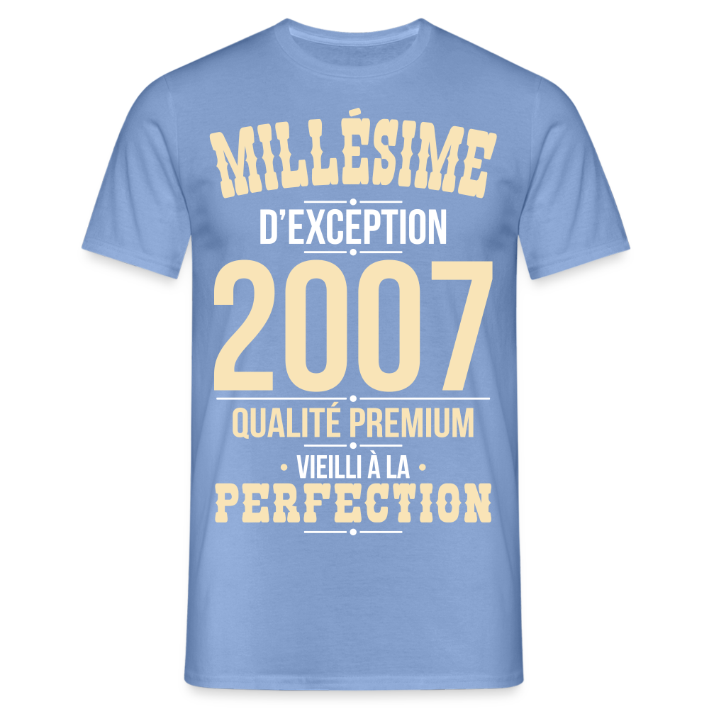 T-shirt Homme - Anniversaire 18 Ans - Millésime 2007 - carolina blue