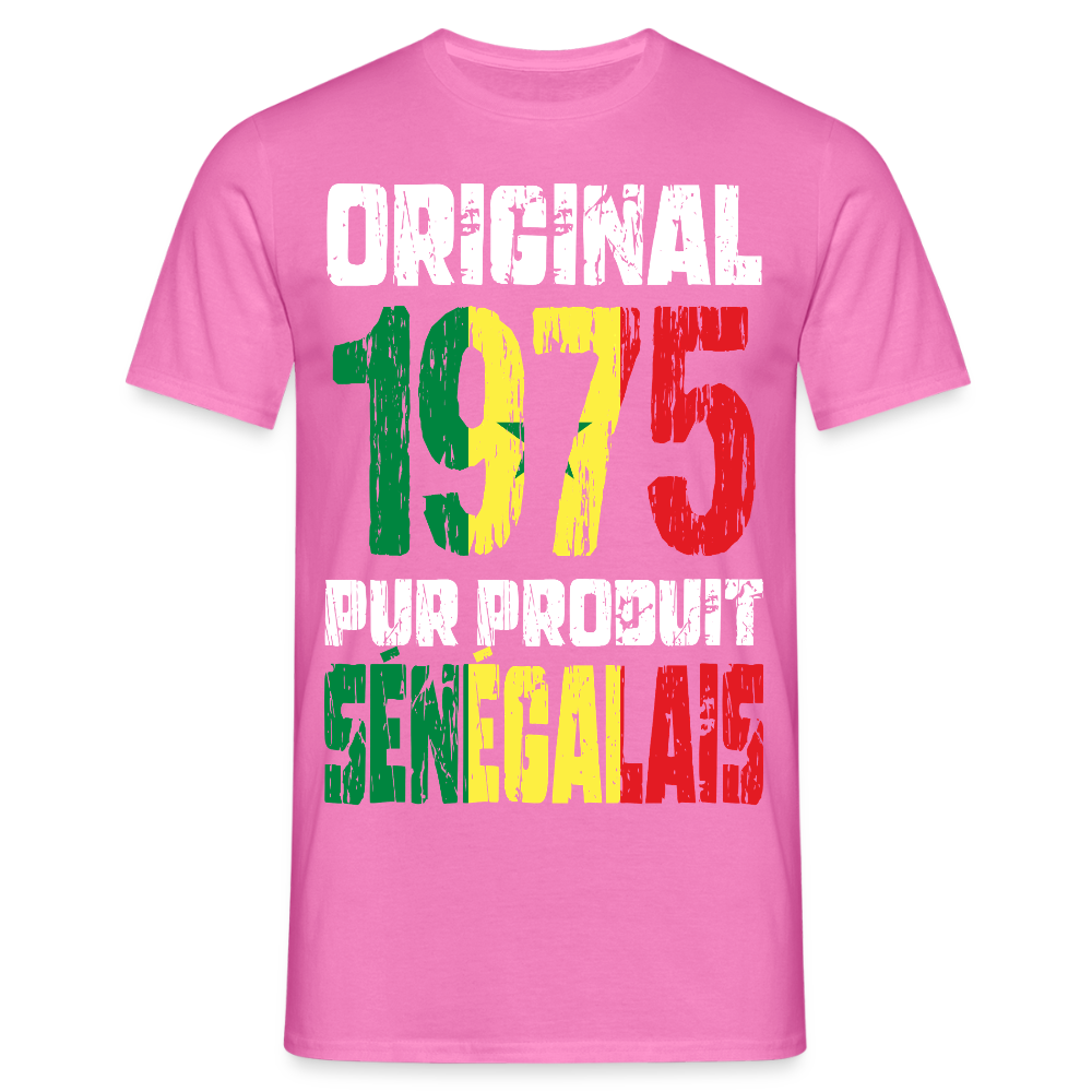 T-shirt Homme - Anniversaire 50 Ans - Original 1975 - Pur produit Sénégalais - rose