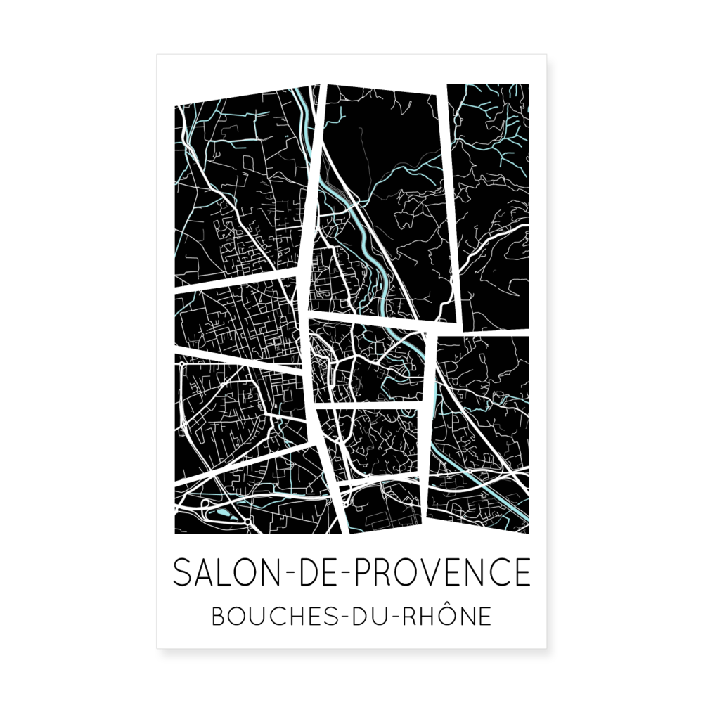 Poster Salon-de-Provence - Plan Salon-de-Provence - 20 x 30 cm - blanc