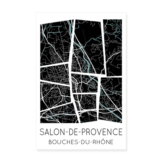 Poster Salon-de-Provence - Plan Salon-de-Provence - 20 x 30 cm - blanc