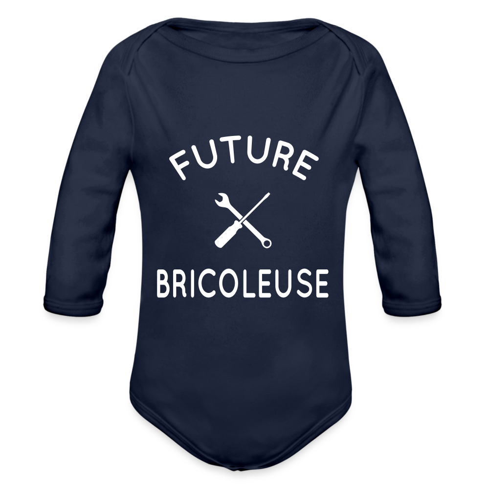 Body Bébé bio manches longues - Future bricoleuse - marine foncé