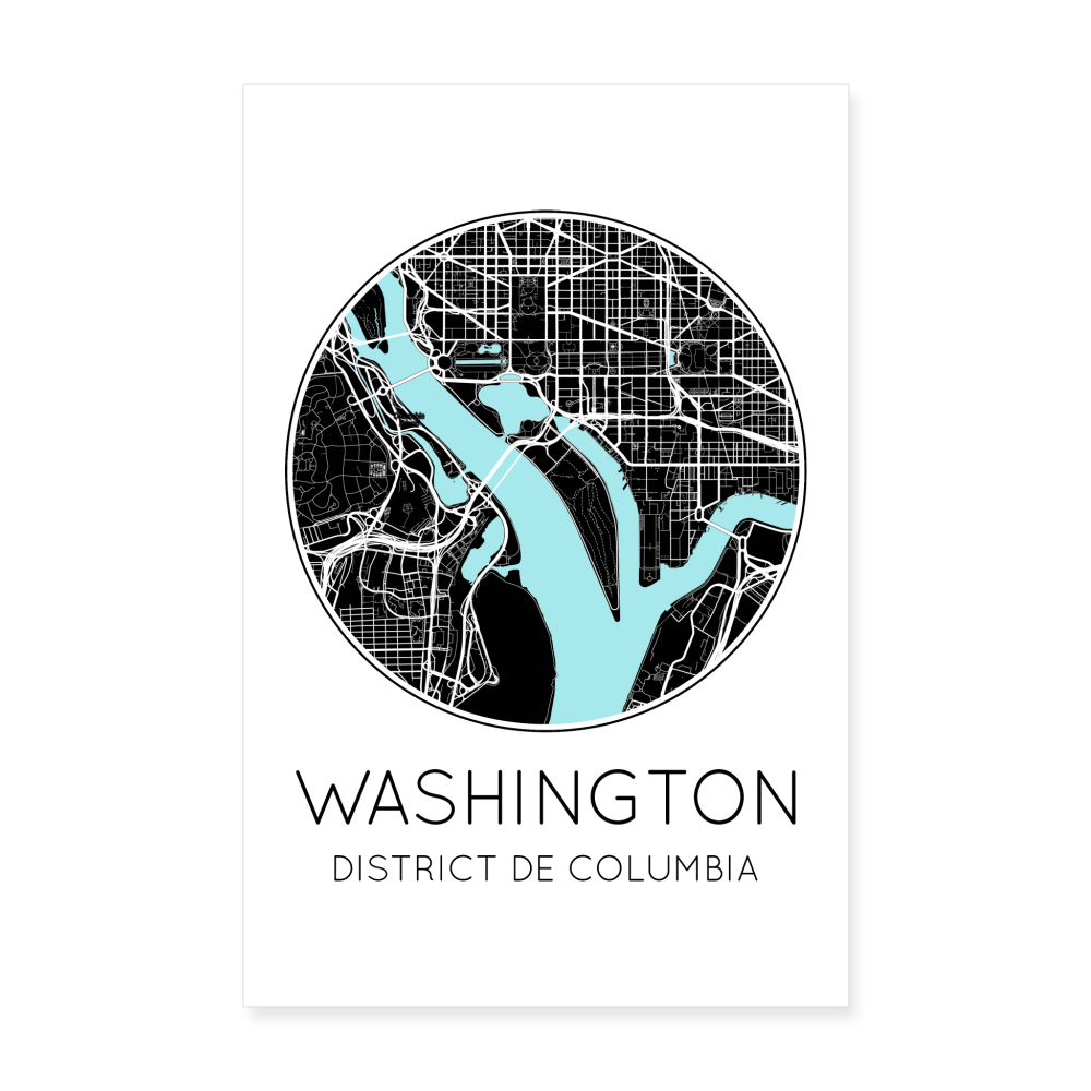 Poster Washington - Plan Washington - 20 x 30 cm - blanc