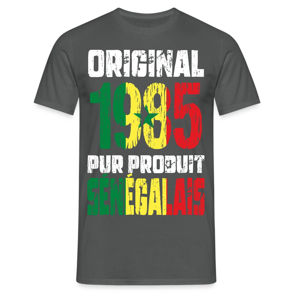 T-shirt Homme - Anniversaire 40 Ans - Original 1985 - Pur produit Sénégalais - charbon