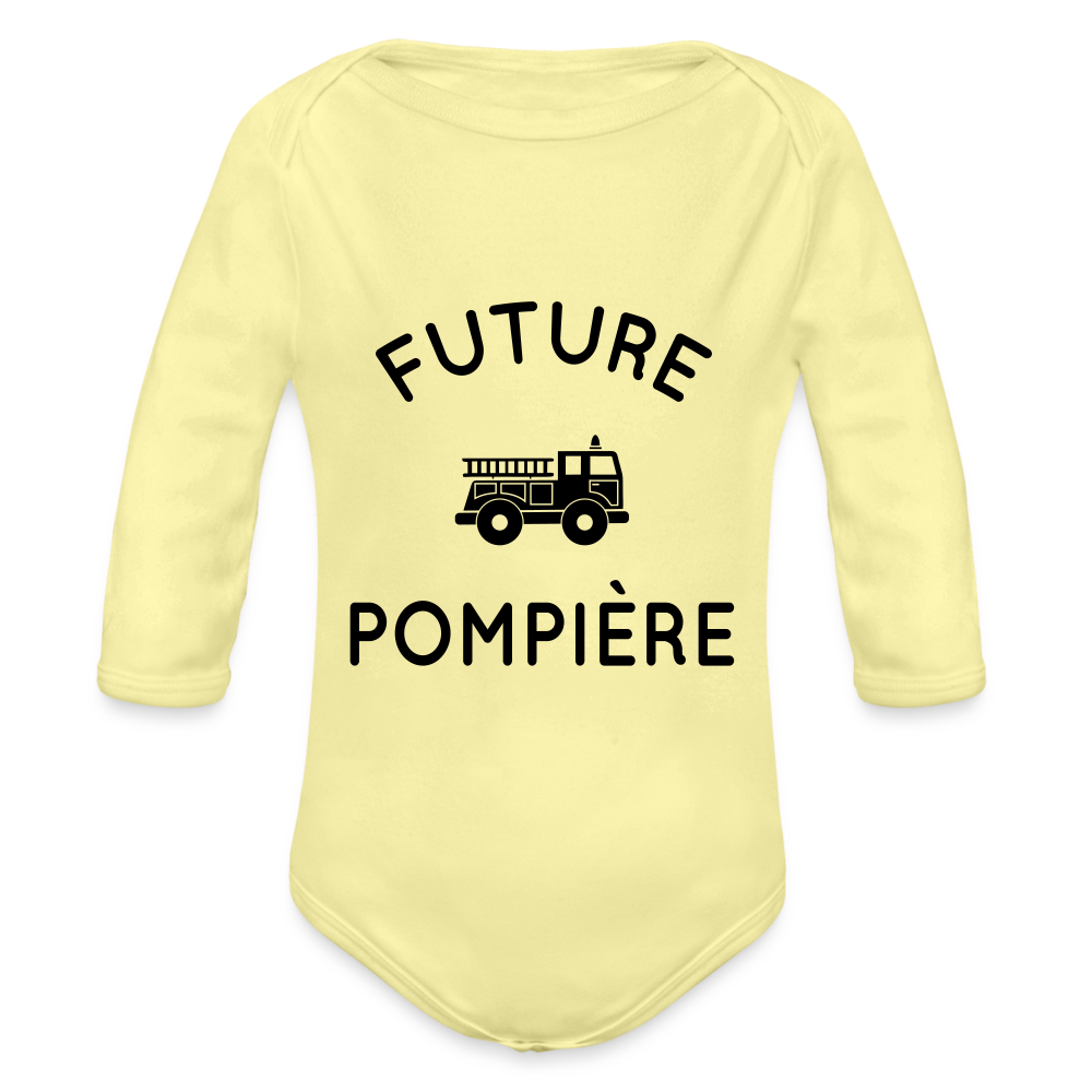 Body Bébé bio manches longues - Future pompière - jaune délavé