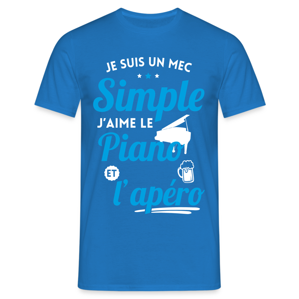 T-shirt Homme - J'aime le piano et l'apéro - bleu royal