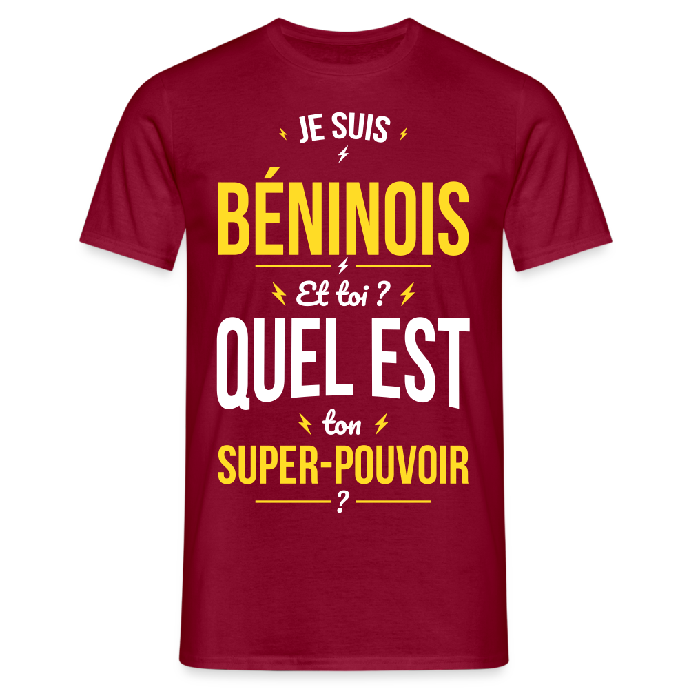 T-shirt Homme - Je suis Béninois - Super-pouvoir - rouge brique