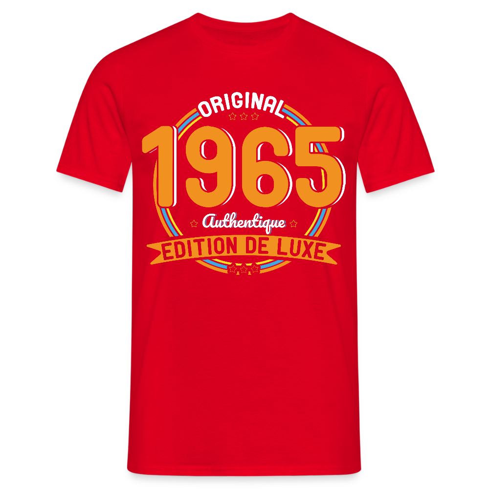 T-shirt Homme - Anniversaire 60 Ans - Original 1965 Authentique - rouge