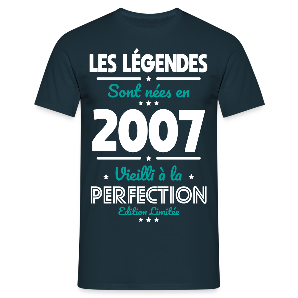 T-shirt Homme - Anniversaire 18 Ans - Les Légendes sont nées en 2007 - marine