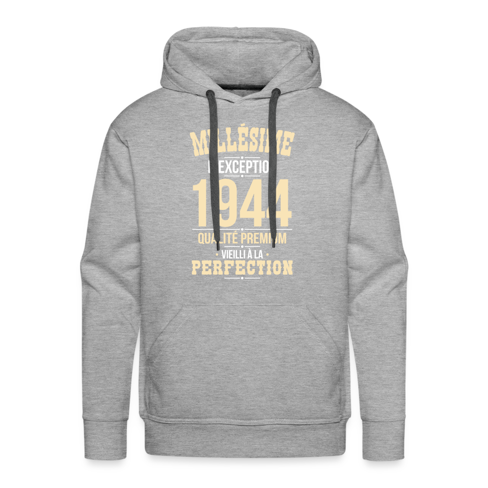 Sweat à capuche Premium Homme - Anniversaire 80 Ans - Millésime 1944 - gris chiné