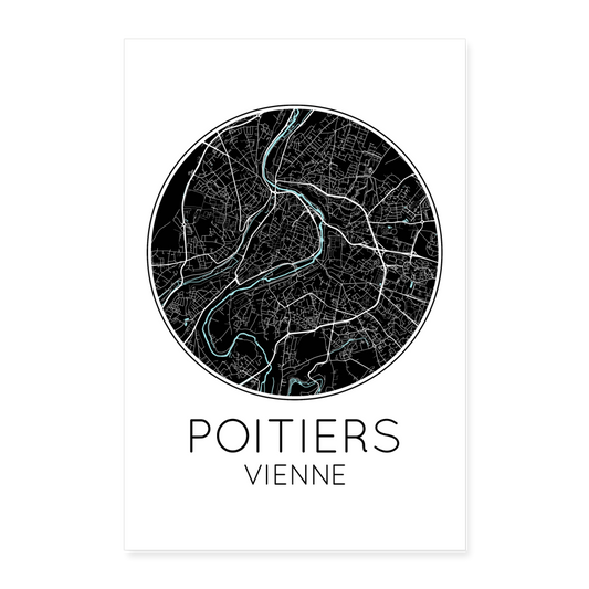 Poster Poitiers - Plan Poitiers - 60 x 90 cm - blanc