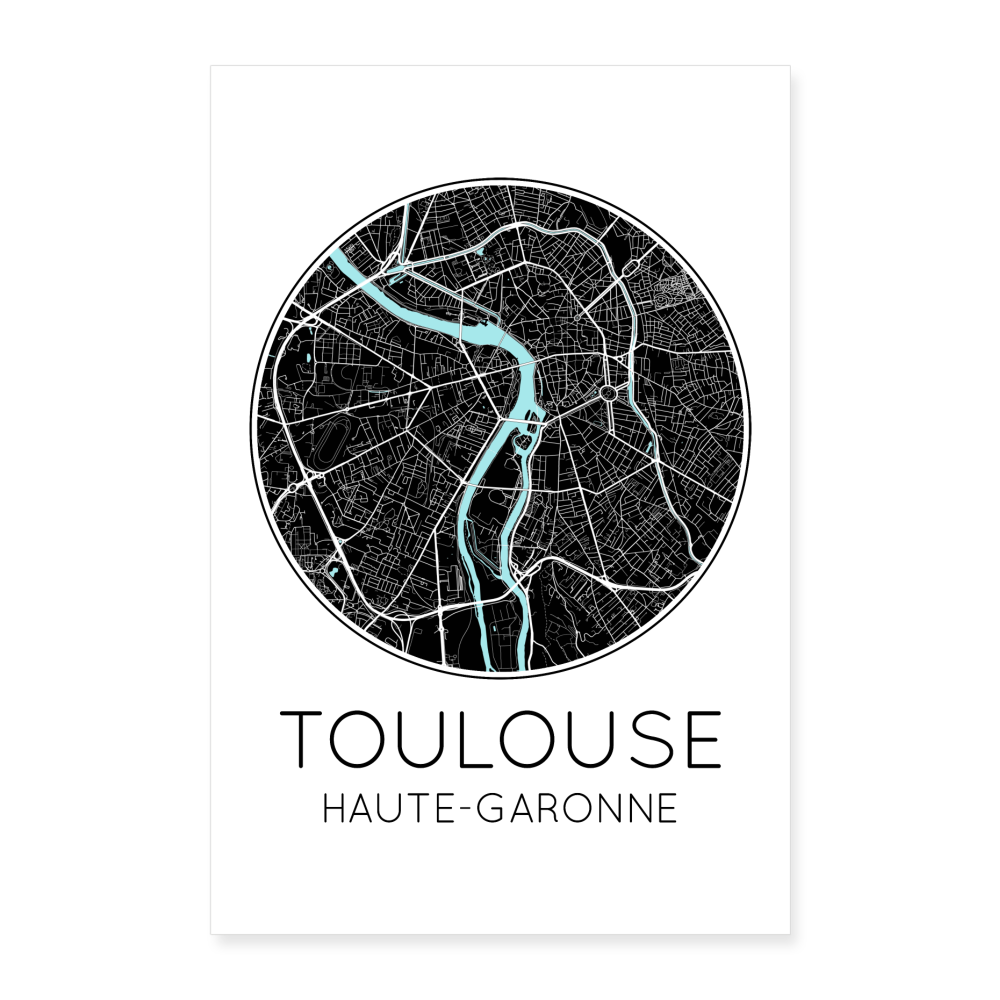 Poster Toulouse - Plan Toulouse - 40 x 60 cm - blanc