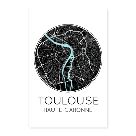 Poster Toulouse - Plan Toulouse - 40 x 60 cm - blanc