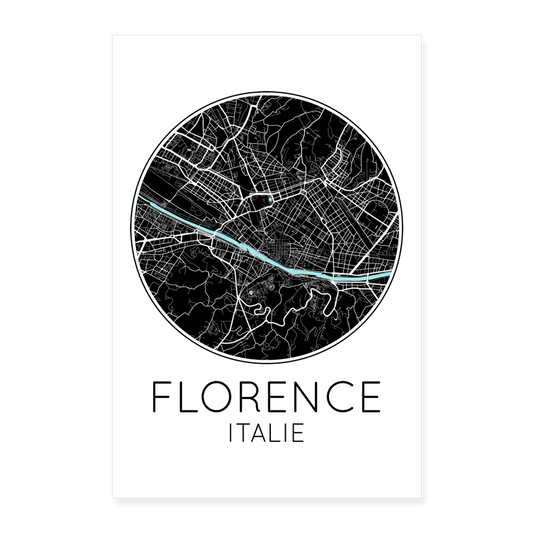 Poster Florence - Plan Florence - 40 x 60 cm - blanc