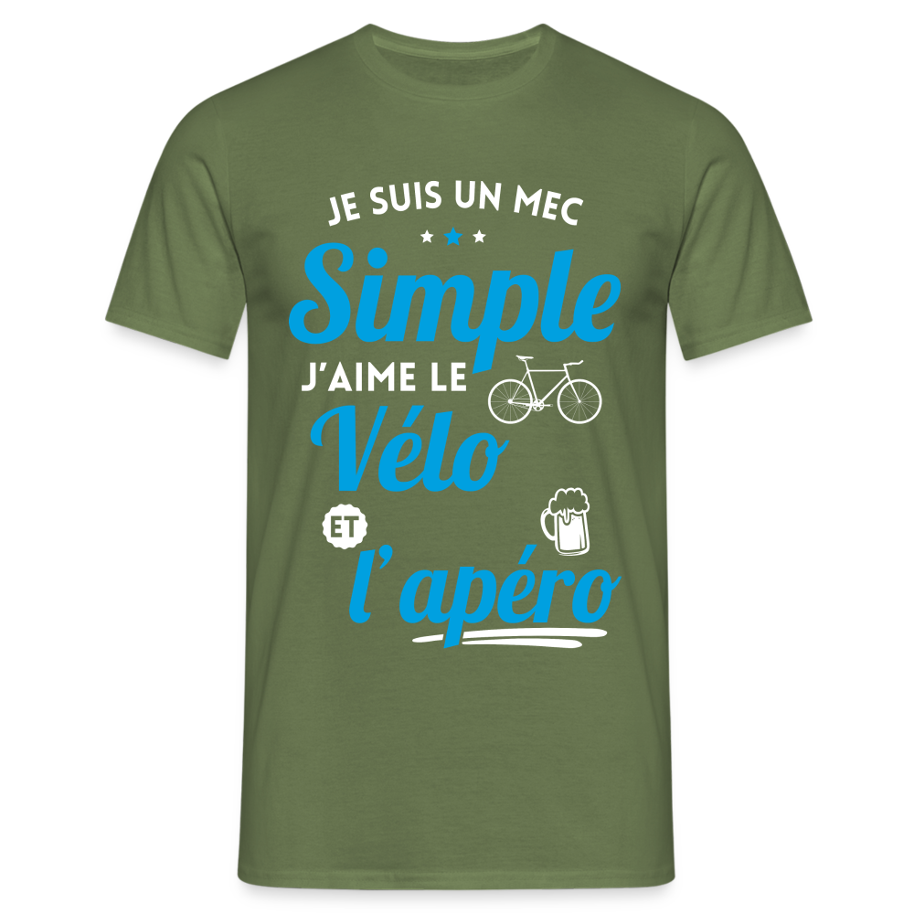 T-shirt Homme -  J'aime le vélo et l'apéro - vert militaire