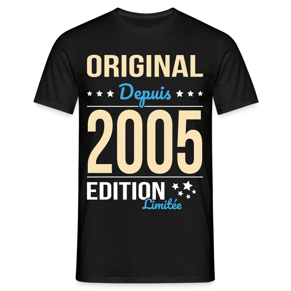 T-shirt Homme - Anniversaire 20 Ans - Original depuis 2005 - noir