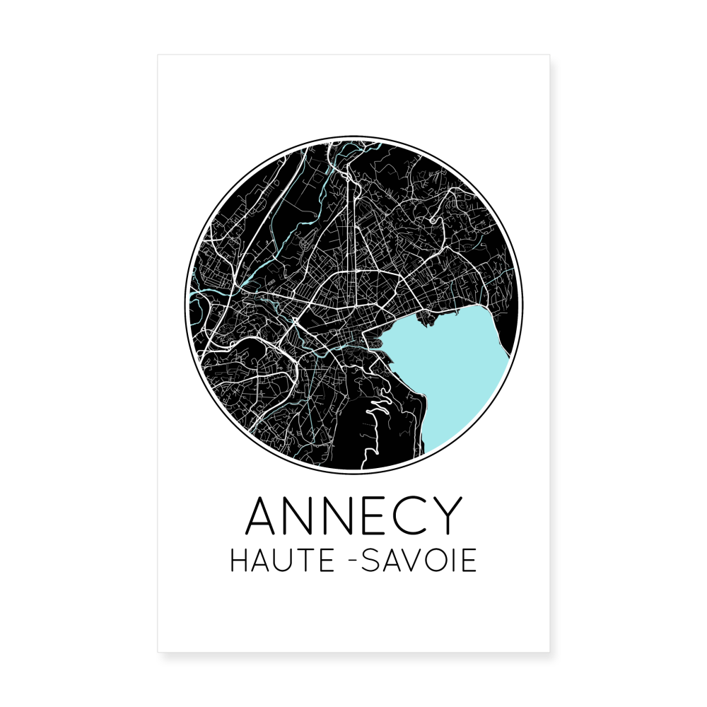 Poster Annecy - Plan Annecy - 20 x 30 cm - blanc