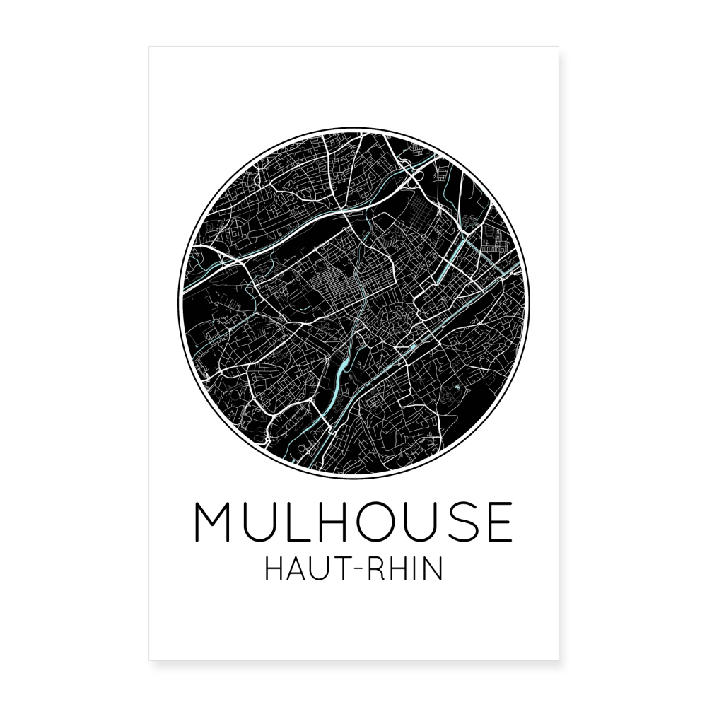 Poster Mulhouse - Plan Mulhouse - 60 x 90 cm - blanc