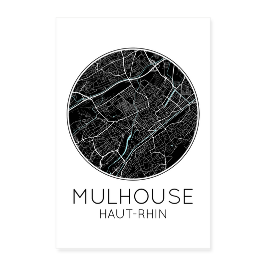 Poster Mulhouse - Plan Mulhouse - 60 x 90 cm - blanc