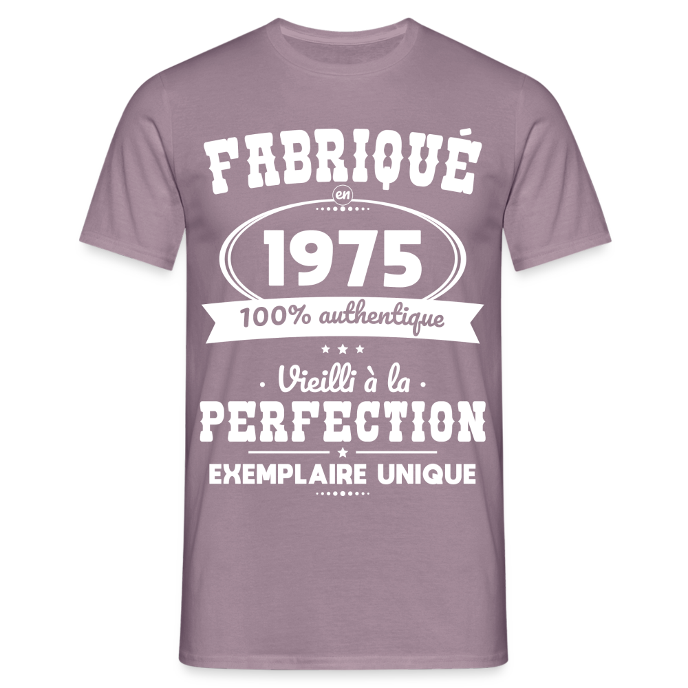 T-shirt Homme - Anniversaire 50 Ans - Fabriqué en 1975 - mauve gris 