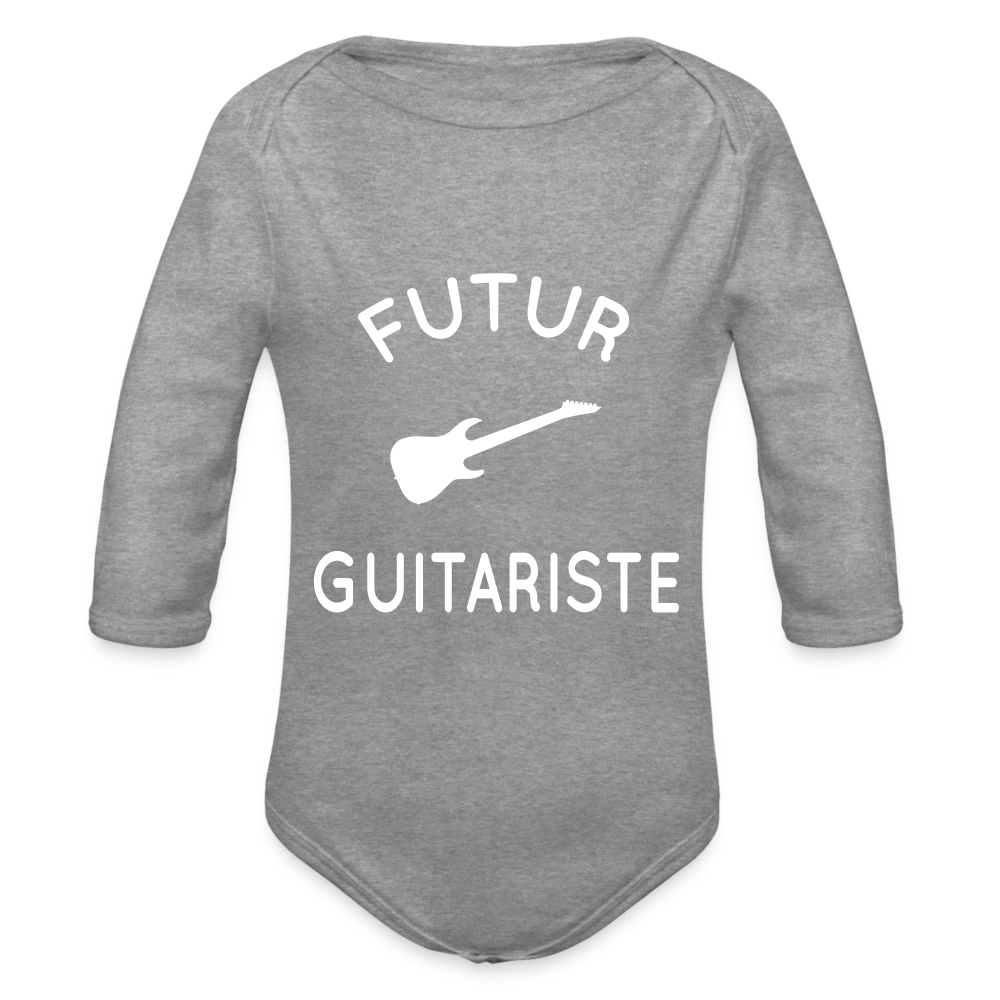 Body Bébé bio manches longues - Futur guitariste - gris chiné