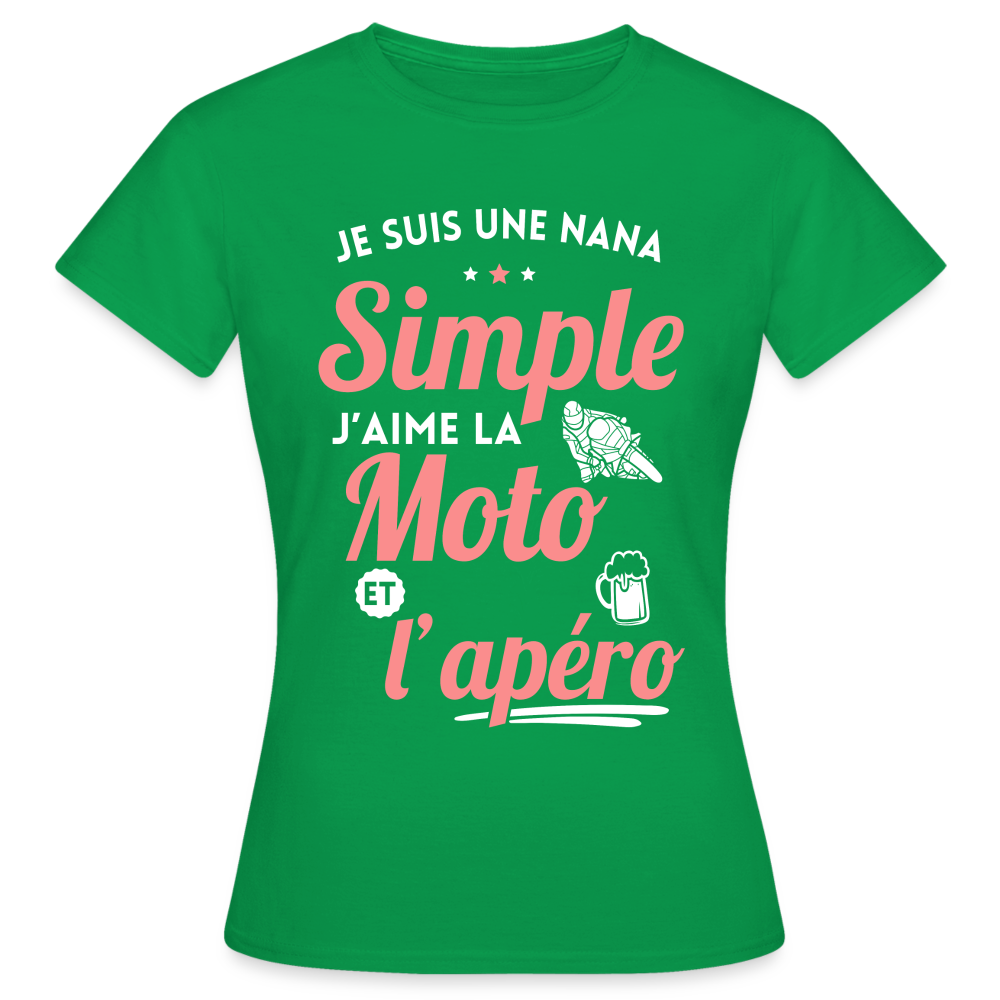 T-shirt Femme - J'aime la moto et l'apéro - vert