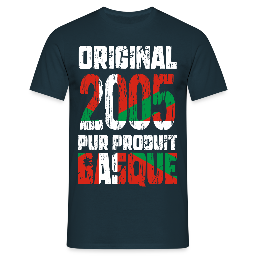 T-shirt Homme - Anniversaire 20 Ans - Original 2005 - Pur produit Basque - marine