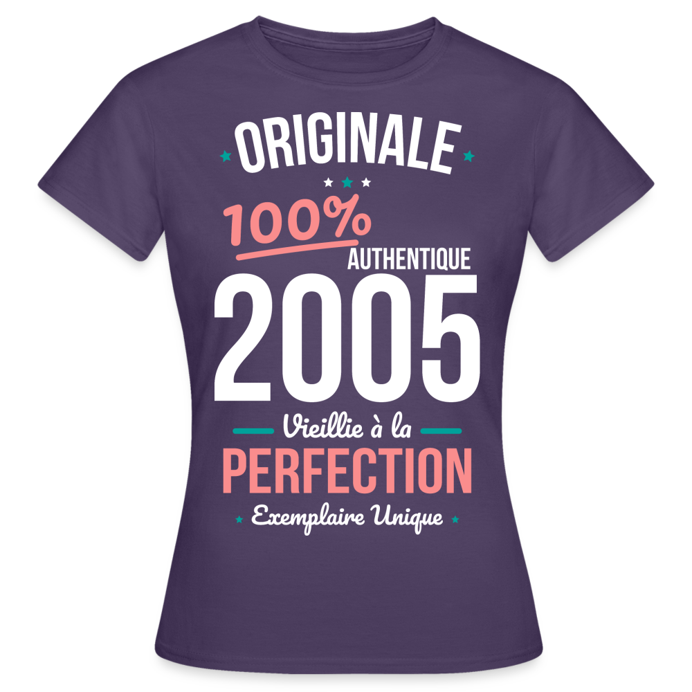 T-shirt Femme - Anniversaire 20 Ans - Originale 2005 - violet foncé