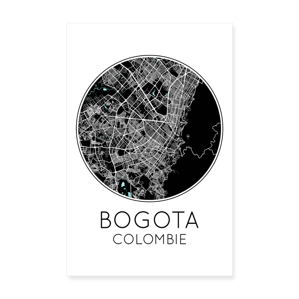 Poster Bogota - Plan Bogota - 20 x 30 cm - blanc