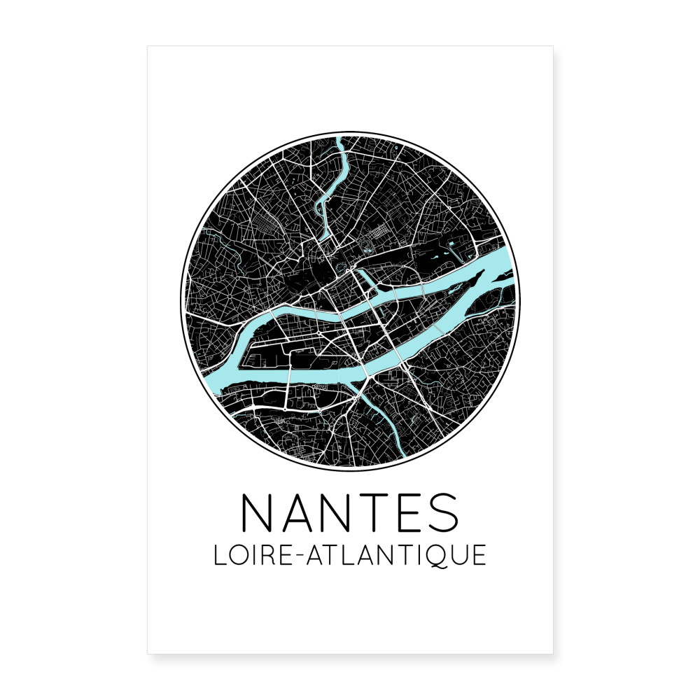 Poster Nantes - Plan Nantes - 40 x 60 cm - blanc