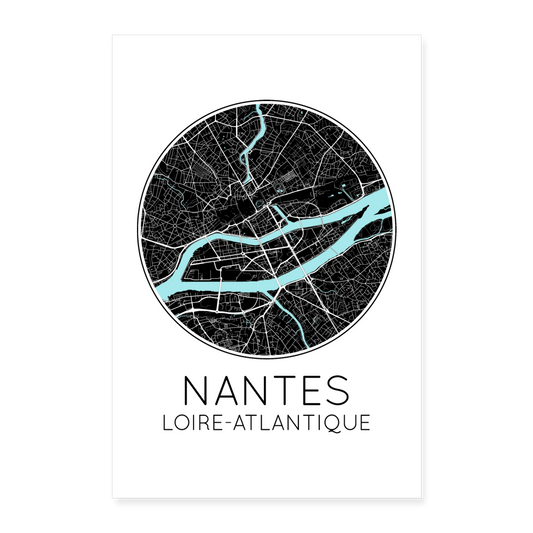 Poster Nantes - Plan Nantes - 40 x 60 cm - blanc