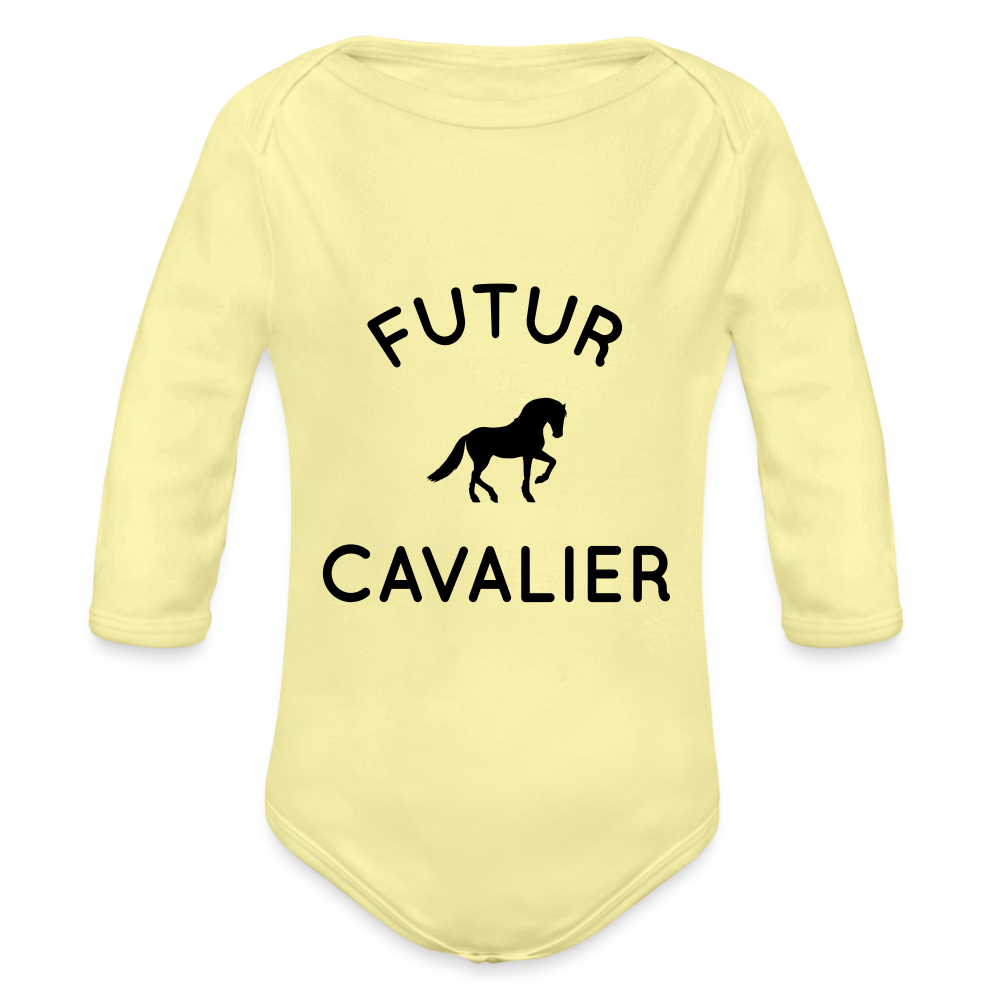 Body Bébé bio manches longues - Futur cavalier - jaune délavé