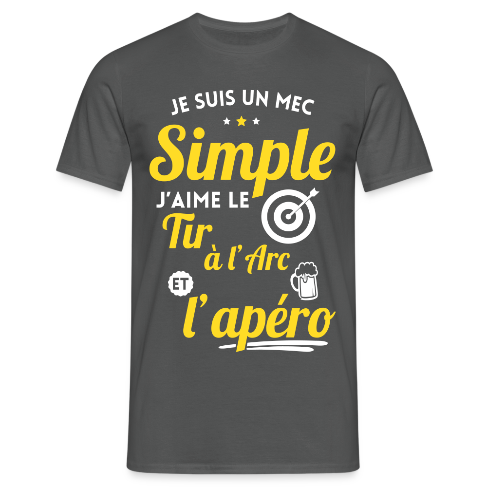 T-shirt Homme - J'aime le tir à l'arc et l'apéro - charbon