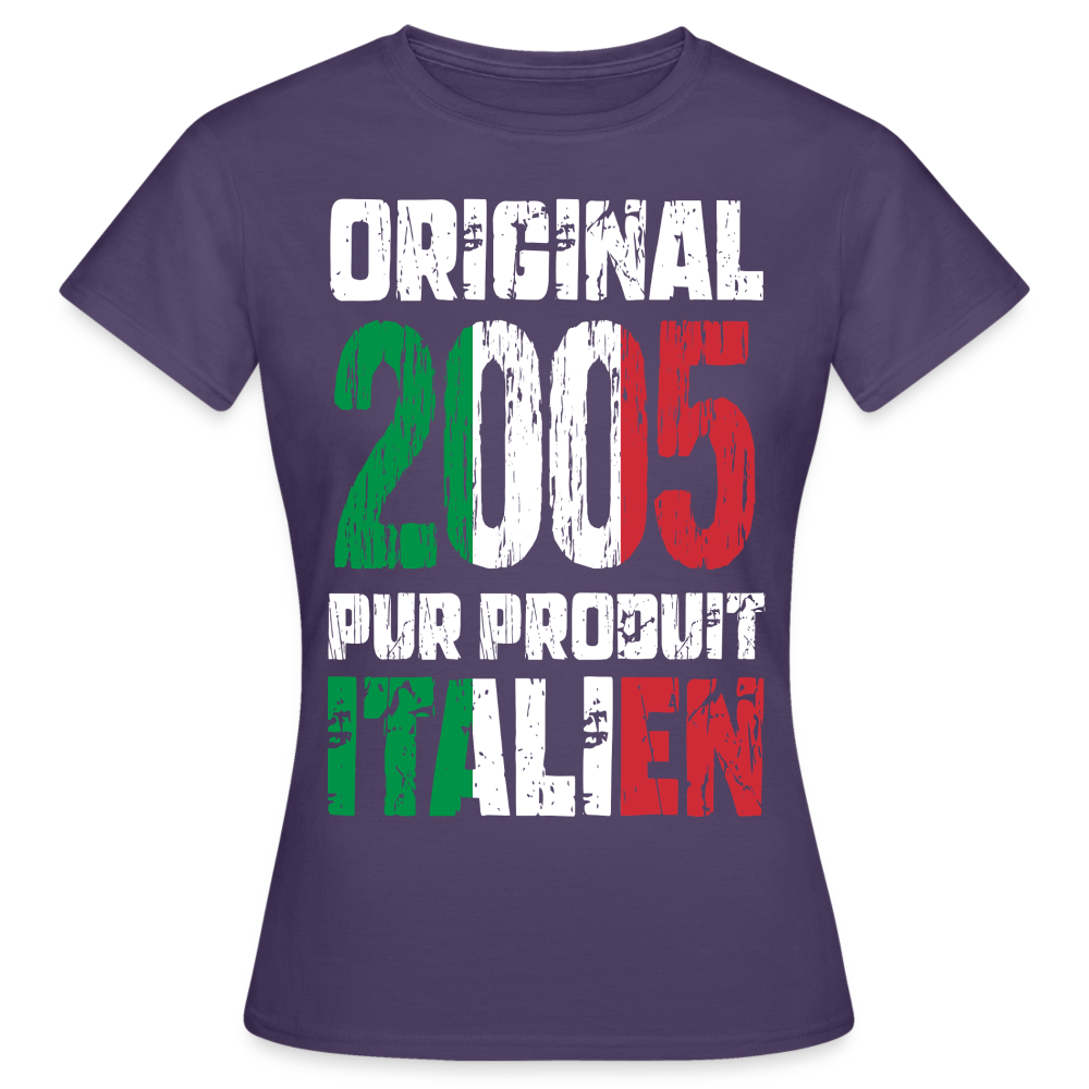 T-shirt Femme - Anniversaire 20 Ans - Original 2005 - Pur produit Italien - violet foncé