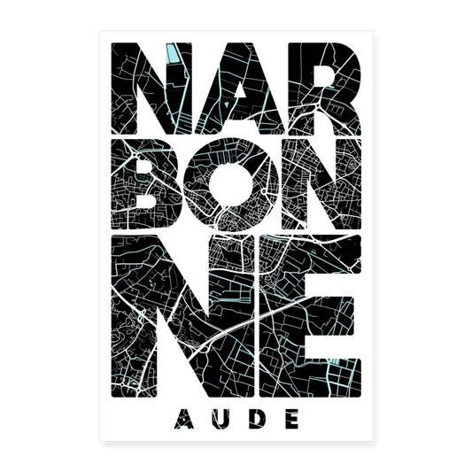 Poster Narbonne - Plan Narbonne - 60 x 90 cm - blanc