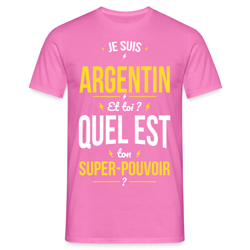 T-shirt Homme - Je suis Argentin - Super-pouvoir - rose