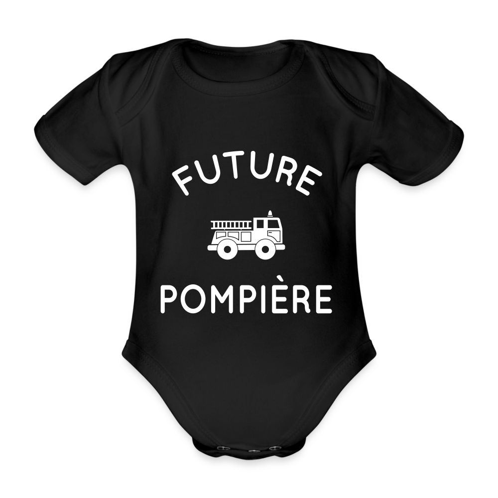 Body Bébé bio manches courtes - Future pompière - noir