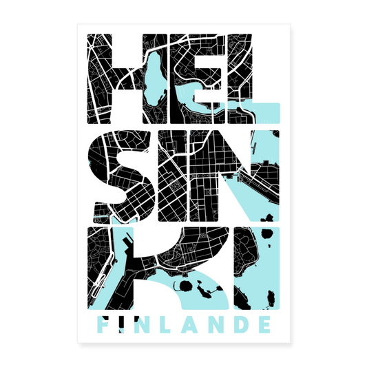 Poster Helsinki - Plan Helsinki - 60 x 90 cm - blanc